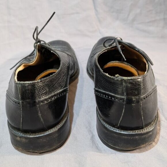 Mezlan Black Leather Textured Dress Shoes Oxford Derby Men Size 10 - Picture 5 of 11